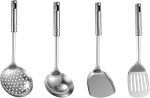 4 Pcs Spatula Sets, 12 Inch Stainless Steel Spatula Spoon and Turner with Stainless Steel Handle for Cooking and Fried